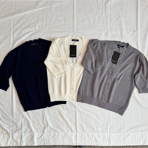 Kojooin Sweaters - NWT - KOJOOIN  Women's Size L SET of 3 Cardigans - Navy, Cream, and Gray